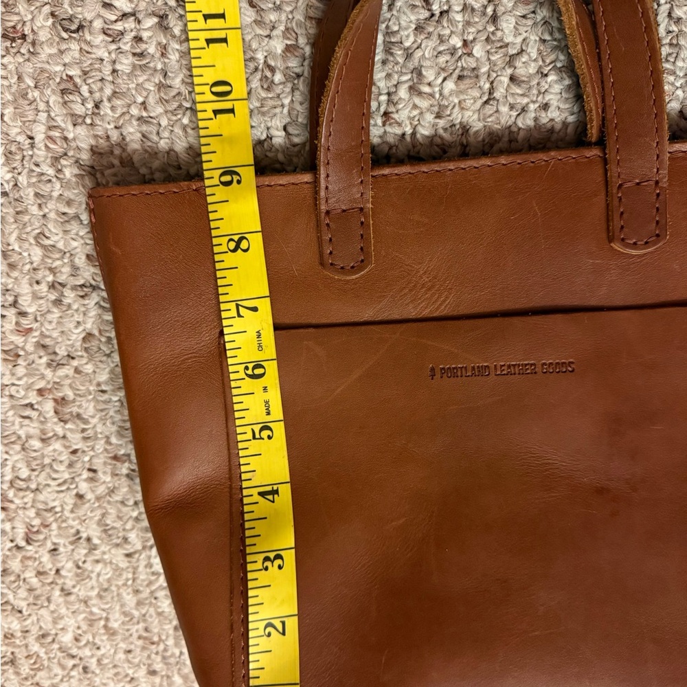 Portland Leather Mini Crossbody Tote Bag (honey) with Fortune Cookie Pouch - Picture 8 of 12